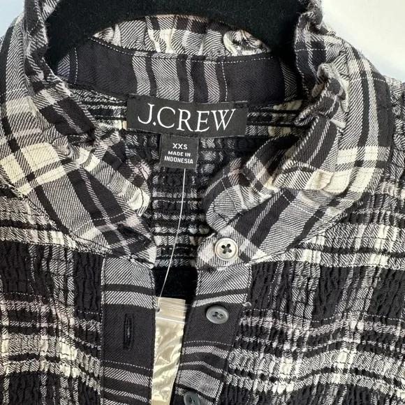 J.Crew Monochrome Plaid Button-Up Shirt size XXS - Picture 3 of 13
